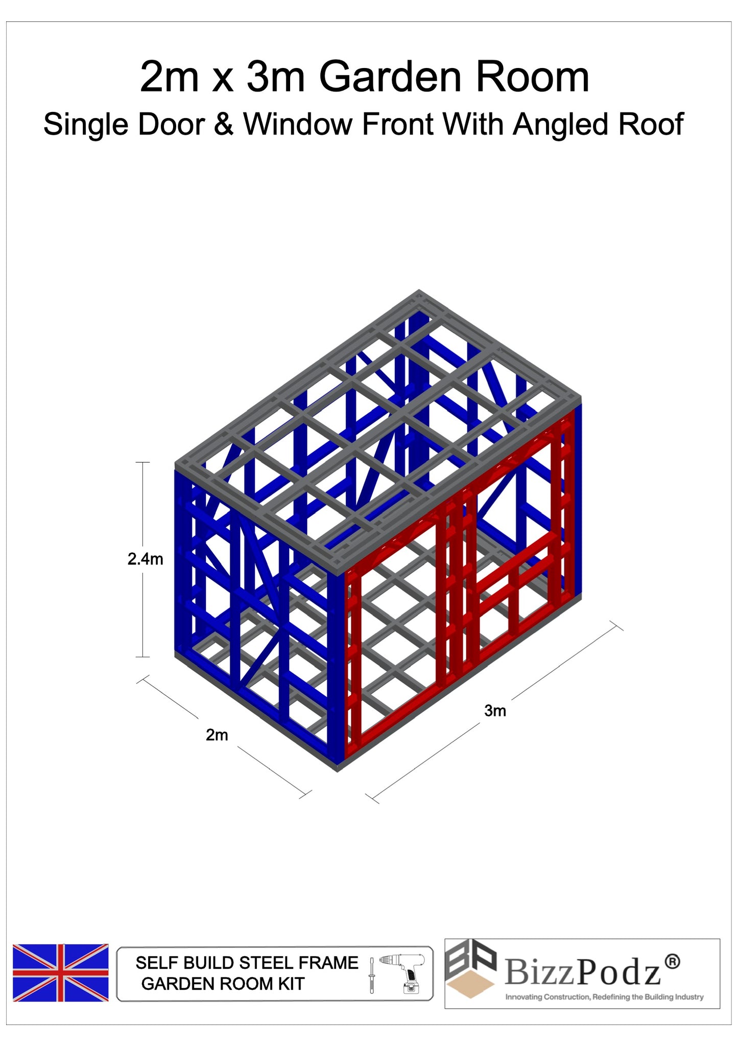 2m x 3m Garden Room frame