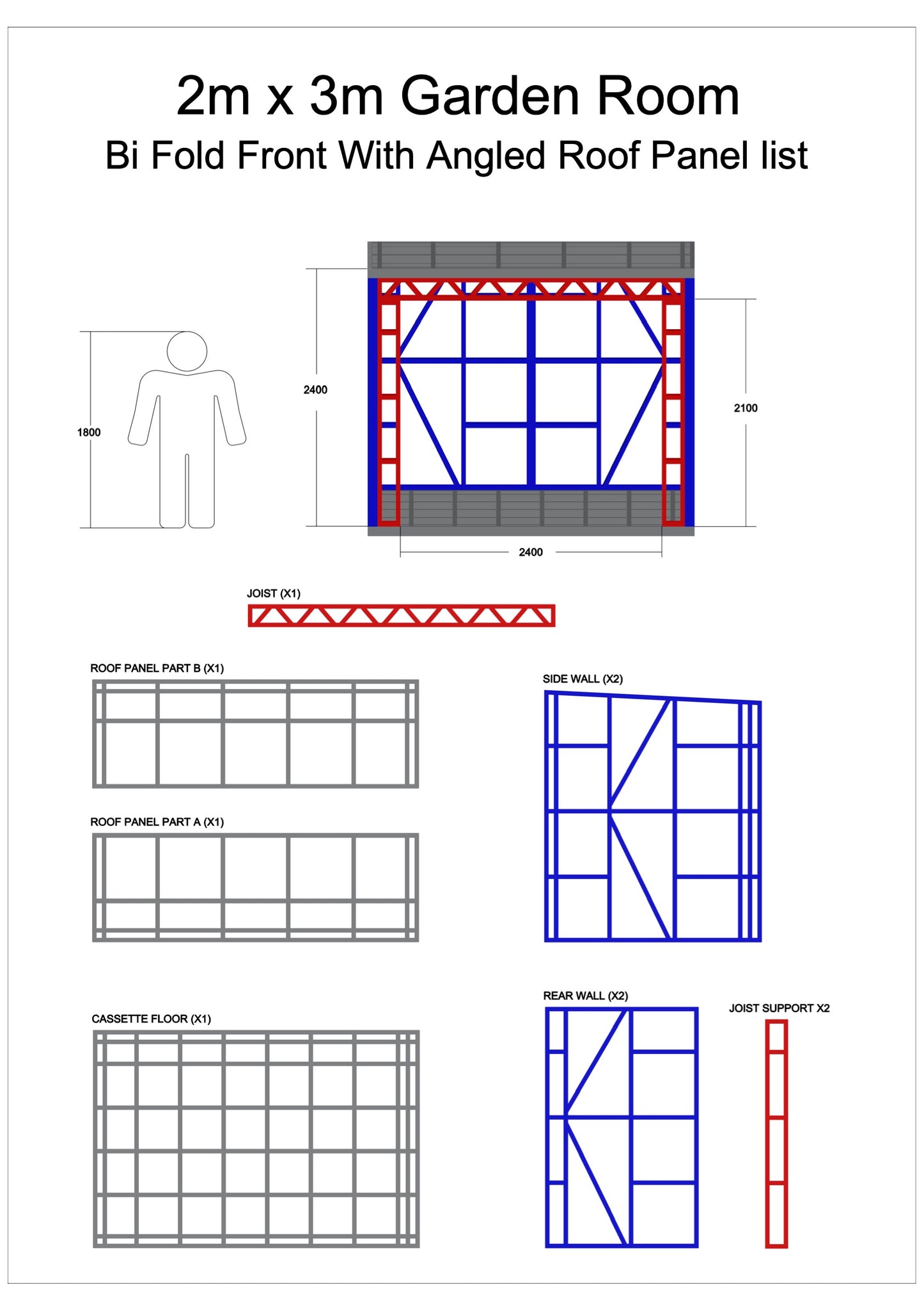 2m x 3m Garden Room frame