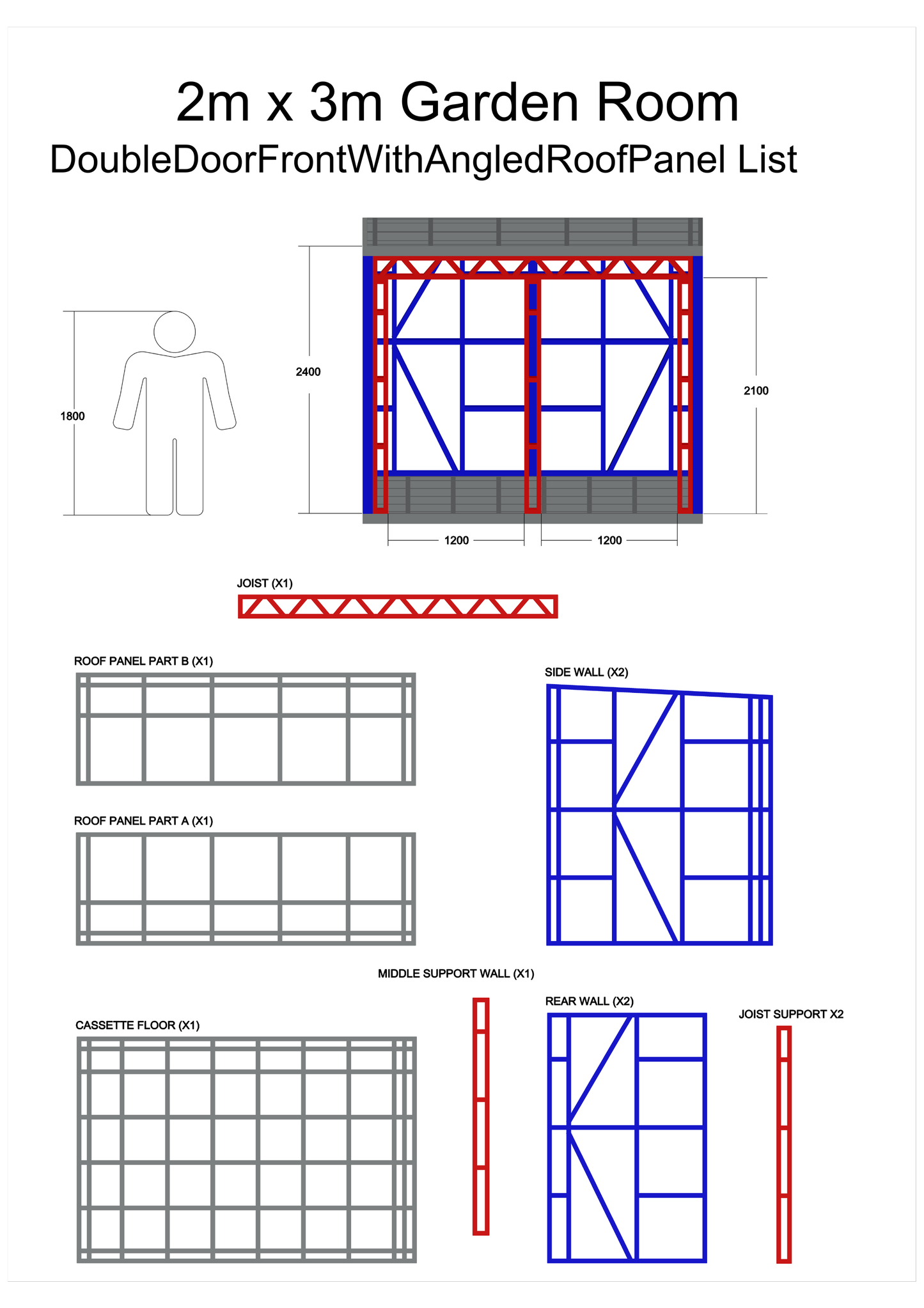2m x 3m Garden Room frame