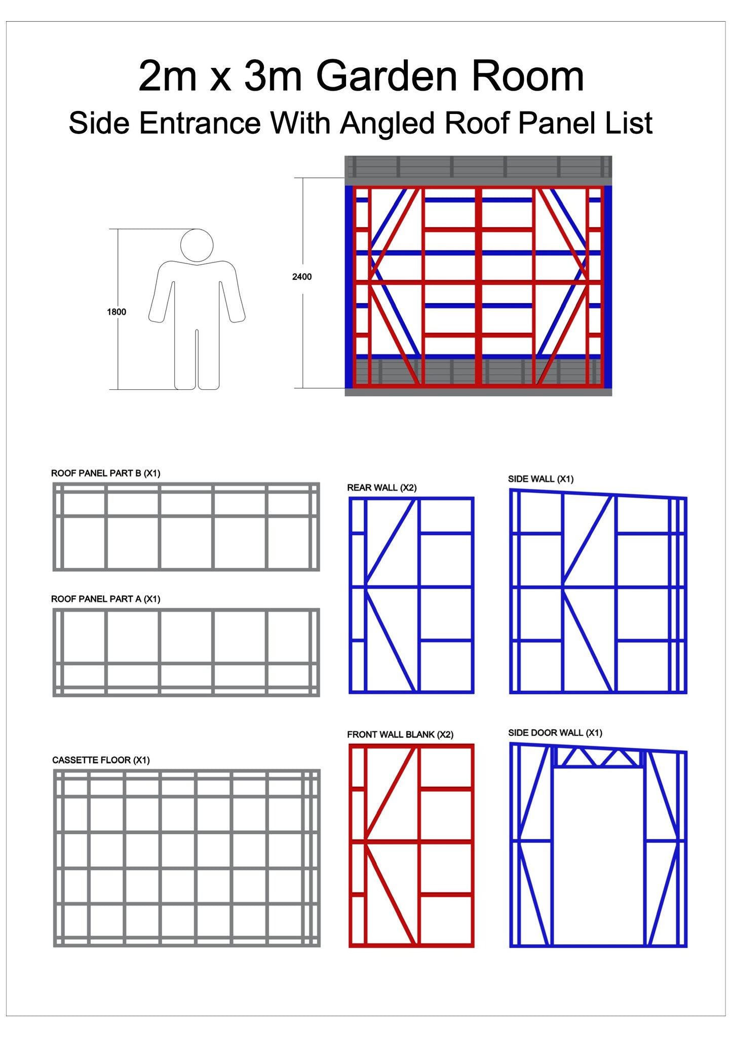 2m x 3m Garden Room frame