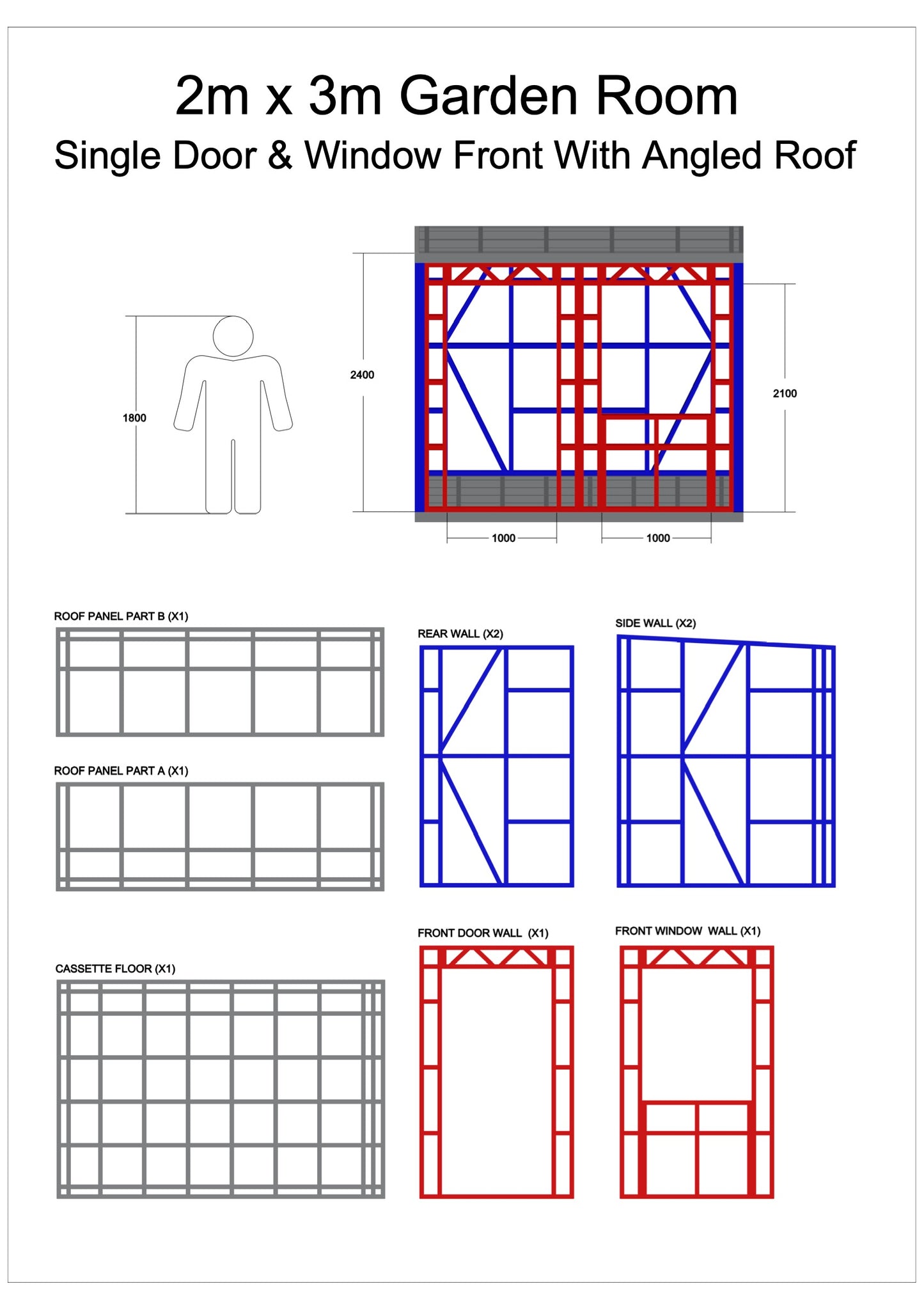2m x 3m Garden Room frame