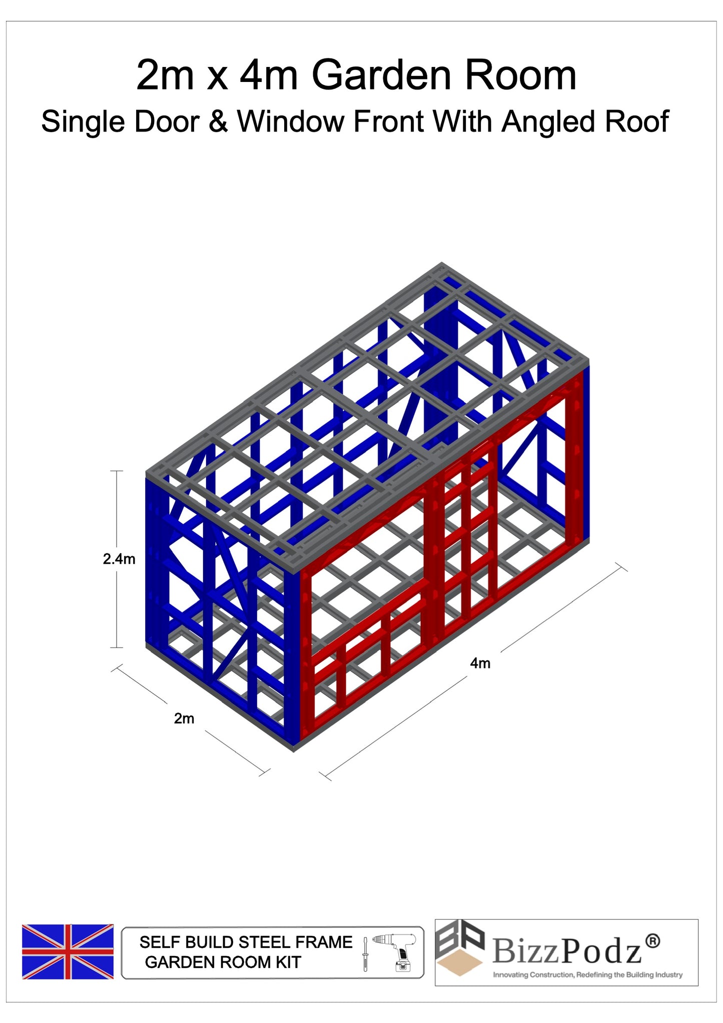 2m x 4m Garden Room frame
