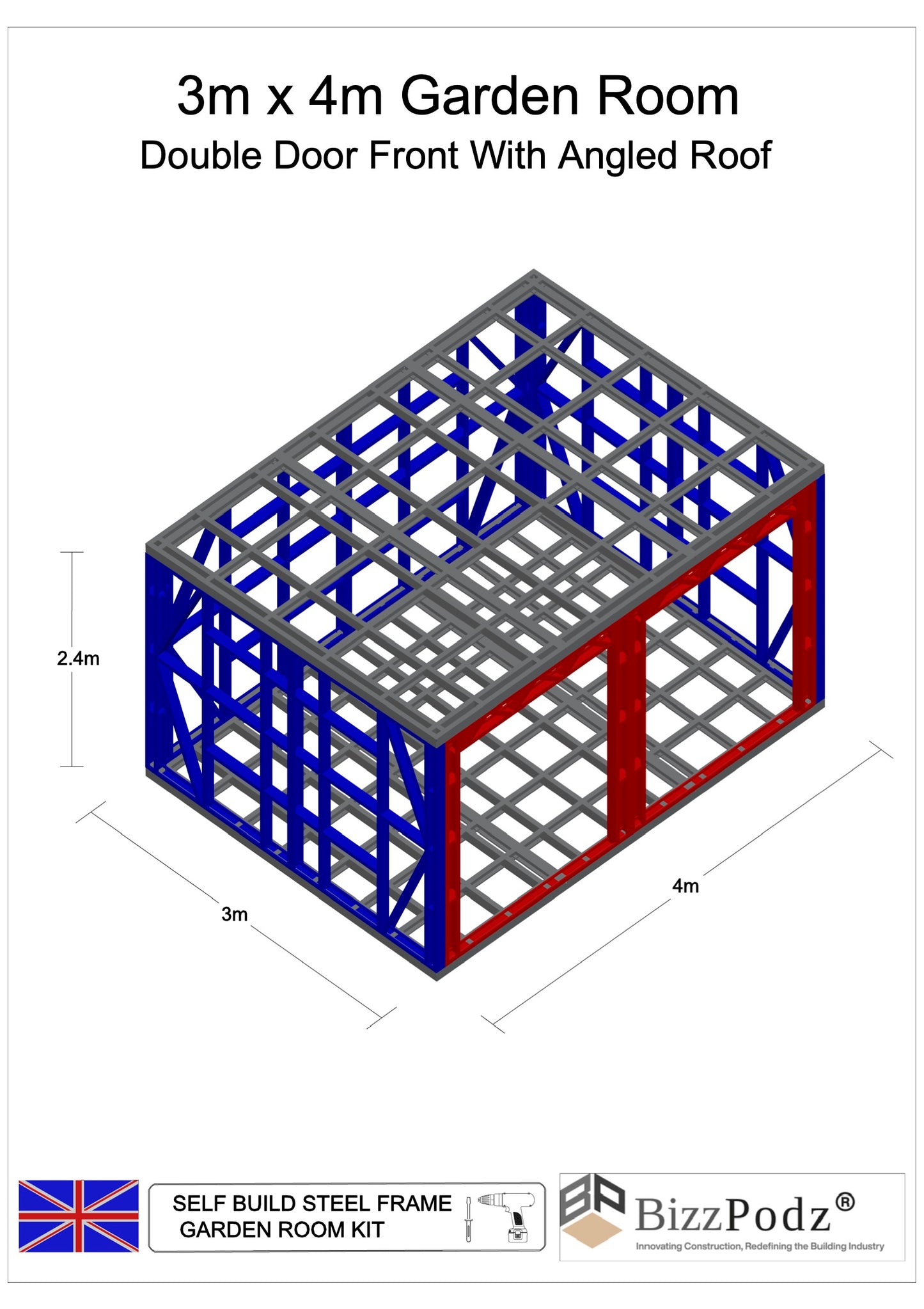 3m x 4m Garden Room frame