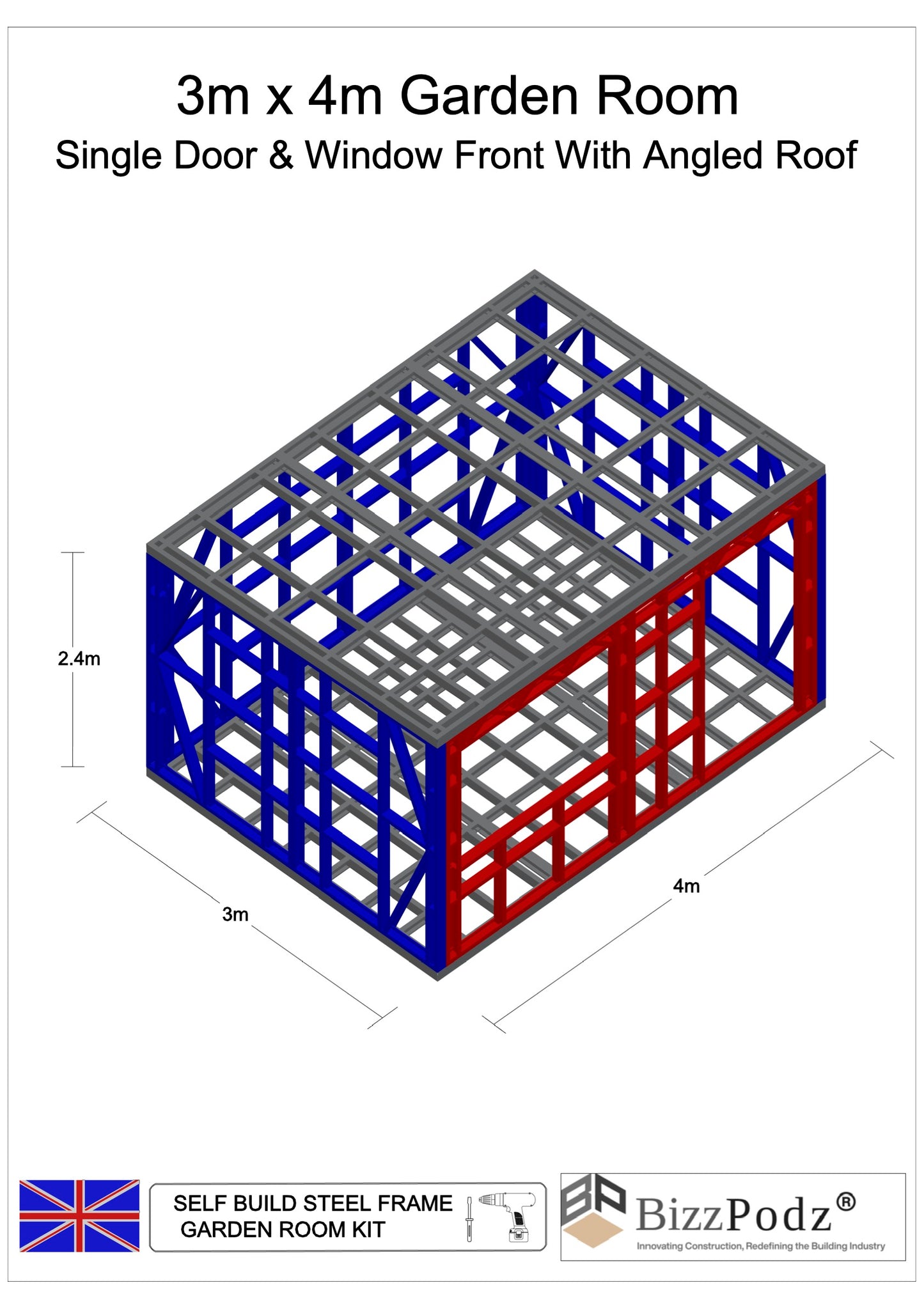 3m x 4m Garden Room frame